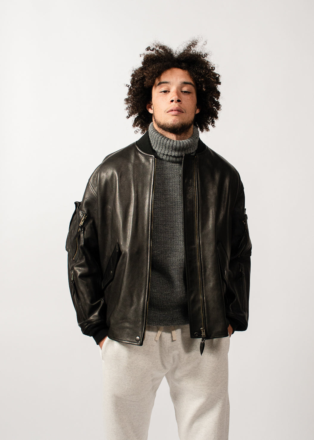 BEAMS+ - MIL FLIGHT JACKET LEATHER - BLACK