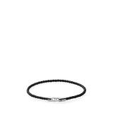 CRUZ LEATHER BRACELET - STERLING SILVER - BLACK