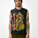 IRON MAIDEN - CUT OFF TEE - COAL BLACK