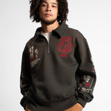 VARSITY 1/4 ZIP - FADED BLACK