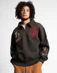 SAMUEL ZELIG - VARSITY 1/4 ZIP - FADED BLACK