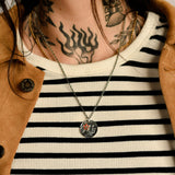 NECKLACE - FLOWER ON COIN - N-642C