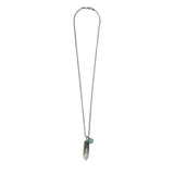 NECKLACE - FEATHER CHARM W/TURQUOISE - 50CM - N-410