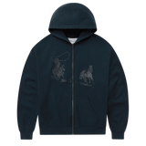 ZIP HOODIE - INTO THE DISTANCE - WASHED BLACK