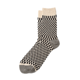 CHECKERBOARD PATTERN SOCK - BLACK