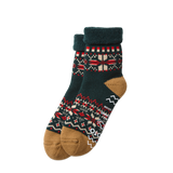 COMFY ROOM SOCK - SNOW FLAKE - FOREST GREEN