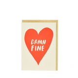 GREETING CARD - DAMN FINE - RED/ECRU