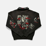 VARSITY 1/4 ZIP - FADED BLACK