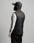 TAION - REVERSIBLE CHINA BUTTON DOWN VEST - BLACK - V01JS