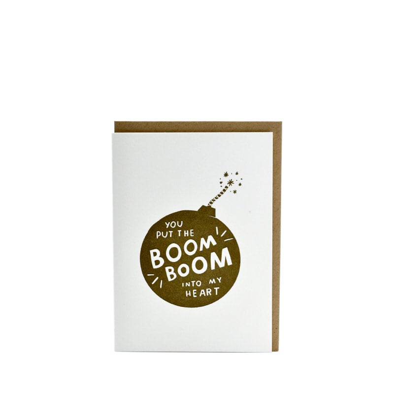 HALF PINT STUDIO - BOOM BOOM GREETING CARD - GOLD/WHITE