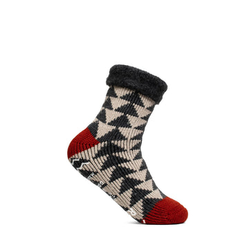 ROTOTO - COMFY ROOM SOCK - SANKAKU - CHARCOAL/RED